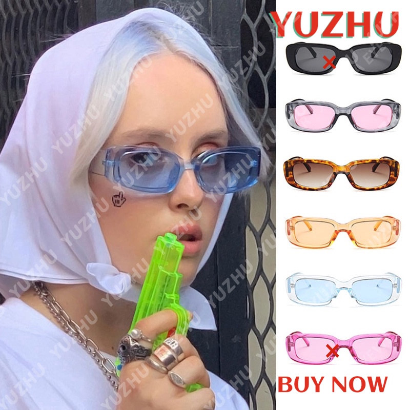 (YUZHU) COD INS Fashion Kacamata Hitam Wanita Candy Color Rectangle Frame Kacamata Cewek Sunglasses