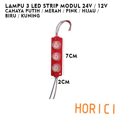 LAMPU LED MODUL 1PCS  3 MATA BESAR DC 12V / 24V VARIASI LAMPU MOBIL MOTOR MODULE