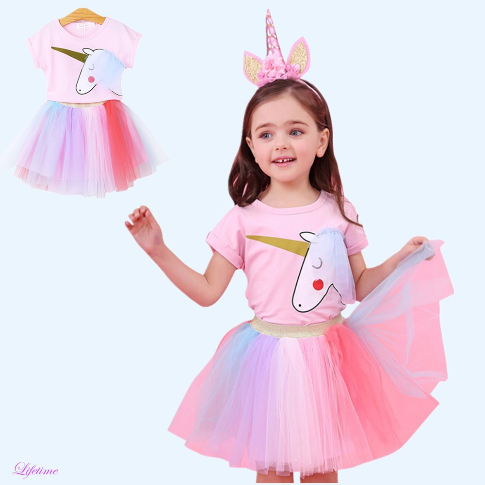 Setelan Kaos T-Shirt Katun Anak Perempuan Lengan Pendek