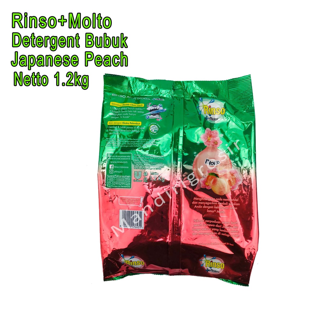 Detergent Bubuk *Rinso + Molto * Japanese Peach * Anti Noda 1.2kg