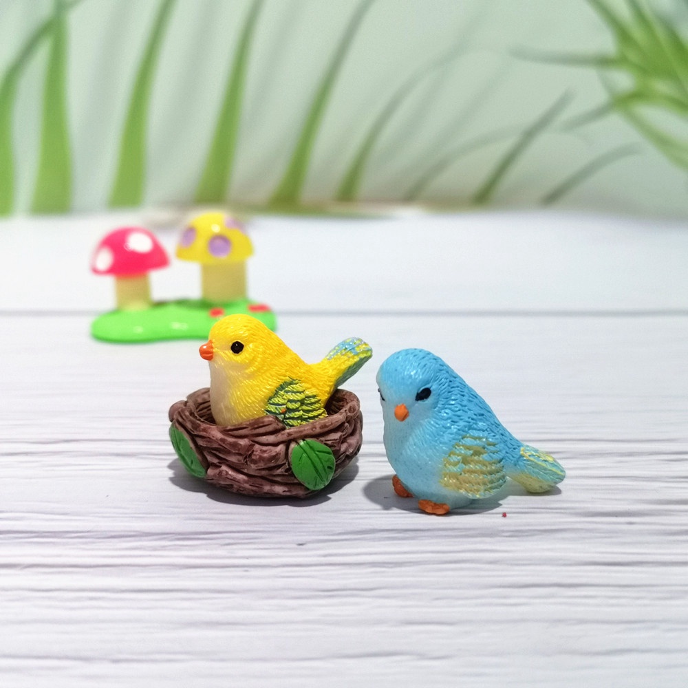 REBUY Mini Miniature Figurines Craft Fairy Garden Decor Micro Landscape Cute DIY 4pc/set Little Birds Glass Ornaments Dollhouse Home Decor