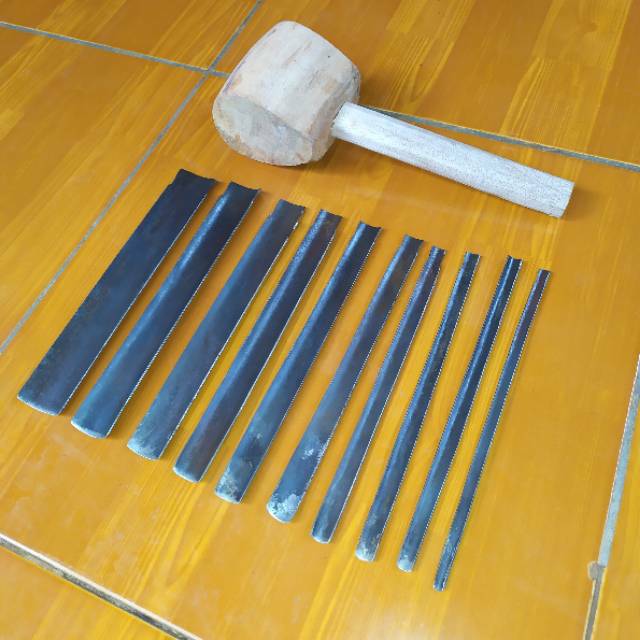 alat bonsai pahat tatah U kol penyuru 10 ukuran lengkap dengan palu