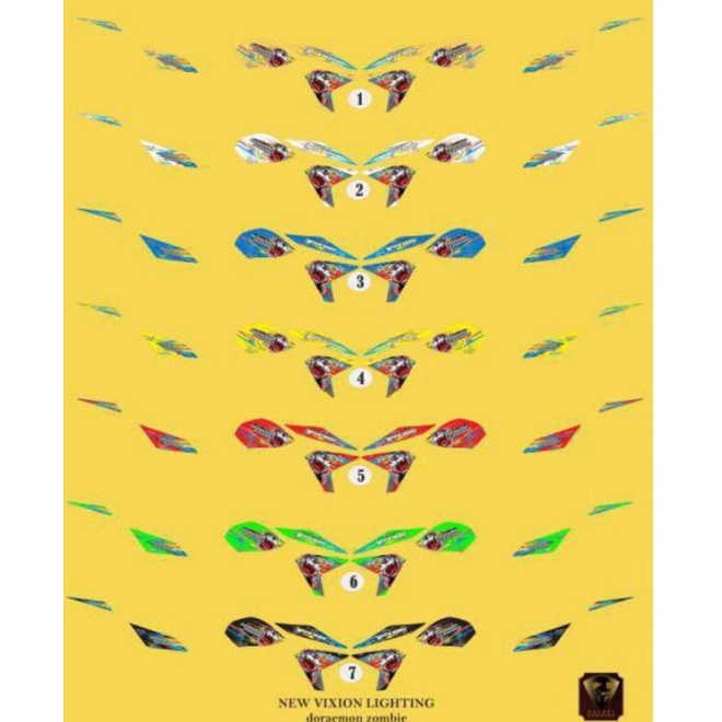 STIKER STRIPING DECAL VARIASI DAN LAMINASI YAMAHA NEW VIXION NVL DORAEMON ZOMBIE