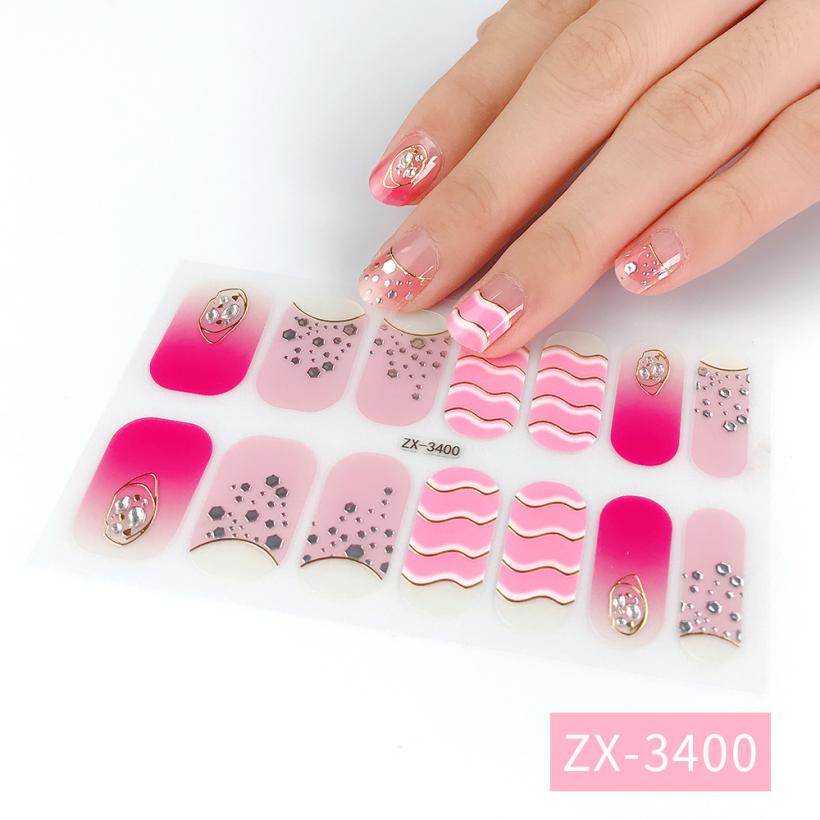 Stiker Kuku 3d Motif Berlian / Mutiara Warna Gradasi Tahan Air Untuk Nail Art / Manicure DIY