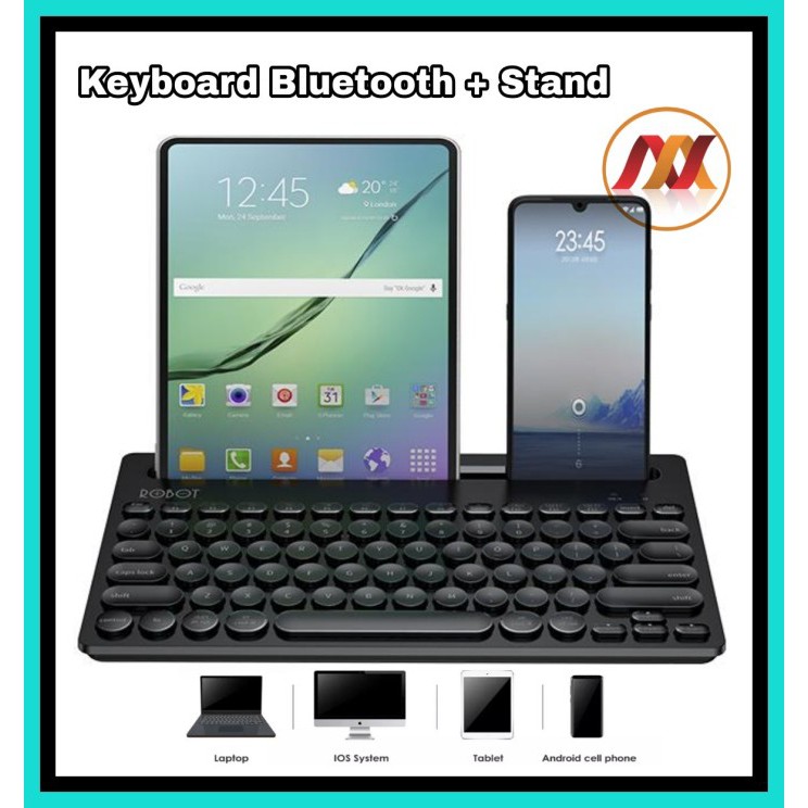 NA - Keyboard Bluetooth With Stand Robot - Multi Device Portable kb10