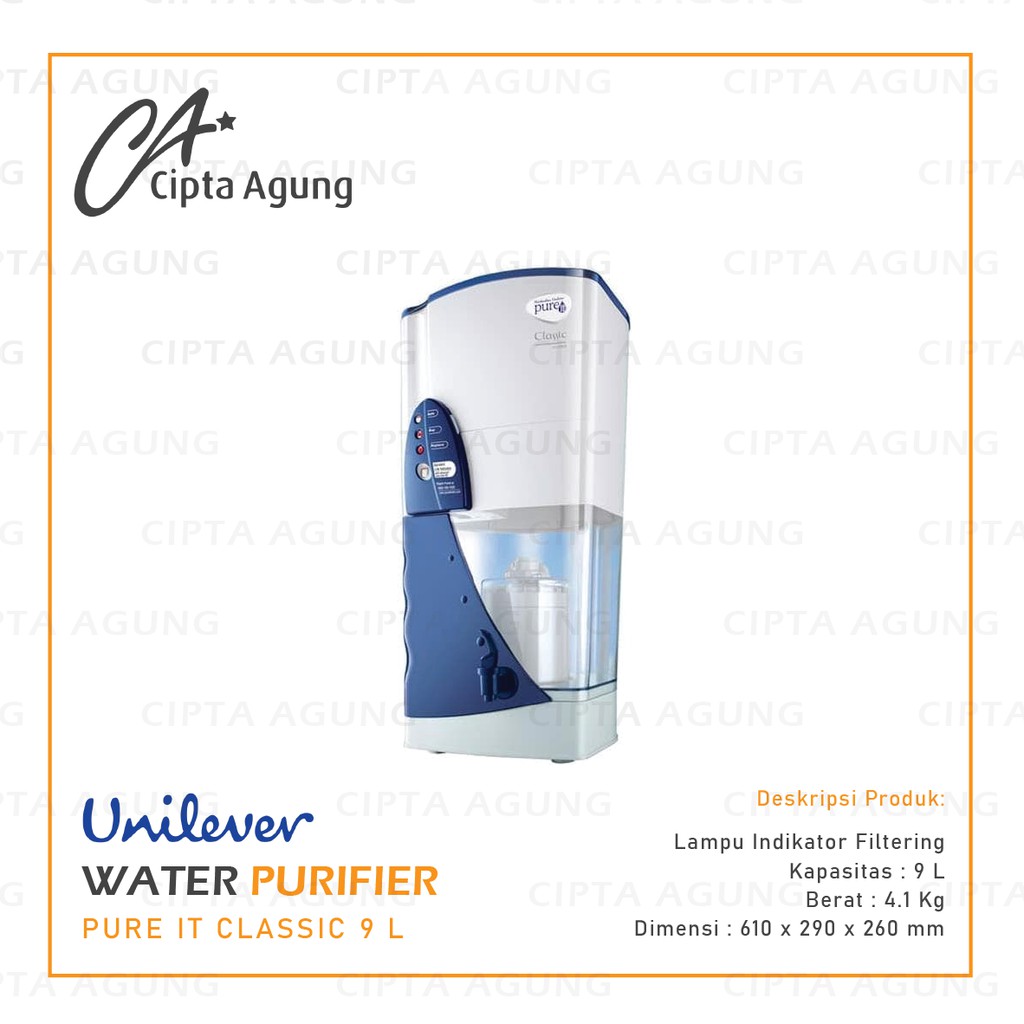 UNILEVER PURE IT CLASSIC 9 L WATER PURIFIER UNILEVER PURE IT CLASSIC 9 LITER DISPENSER AIR WATER PUR