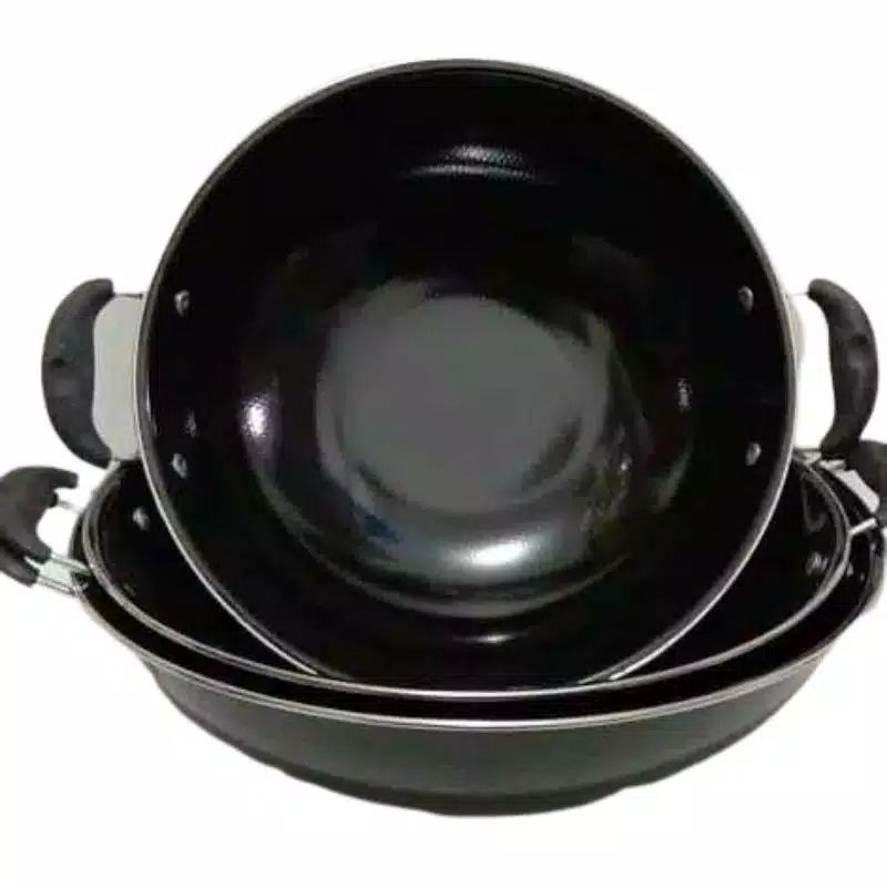 (VCM) WAJAN ENAMEL ANTI LENGKET 34CM / WAJAN HITAM / WAJAN WARNA WARNI