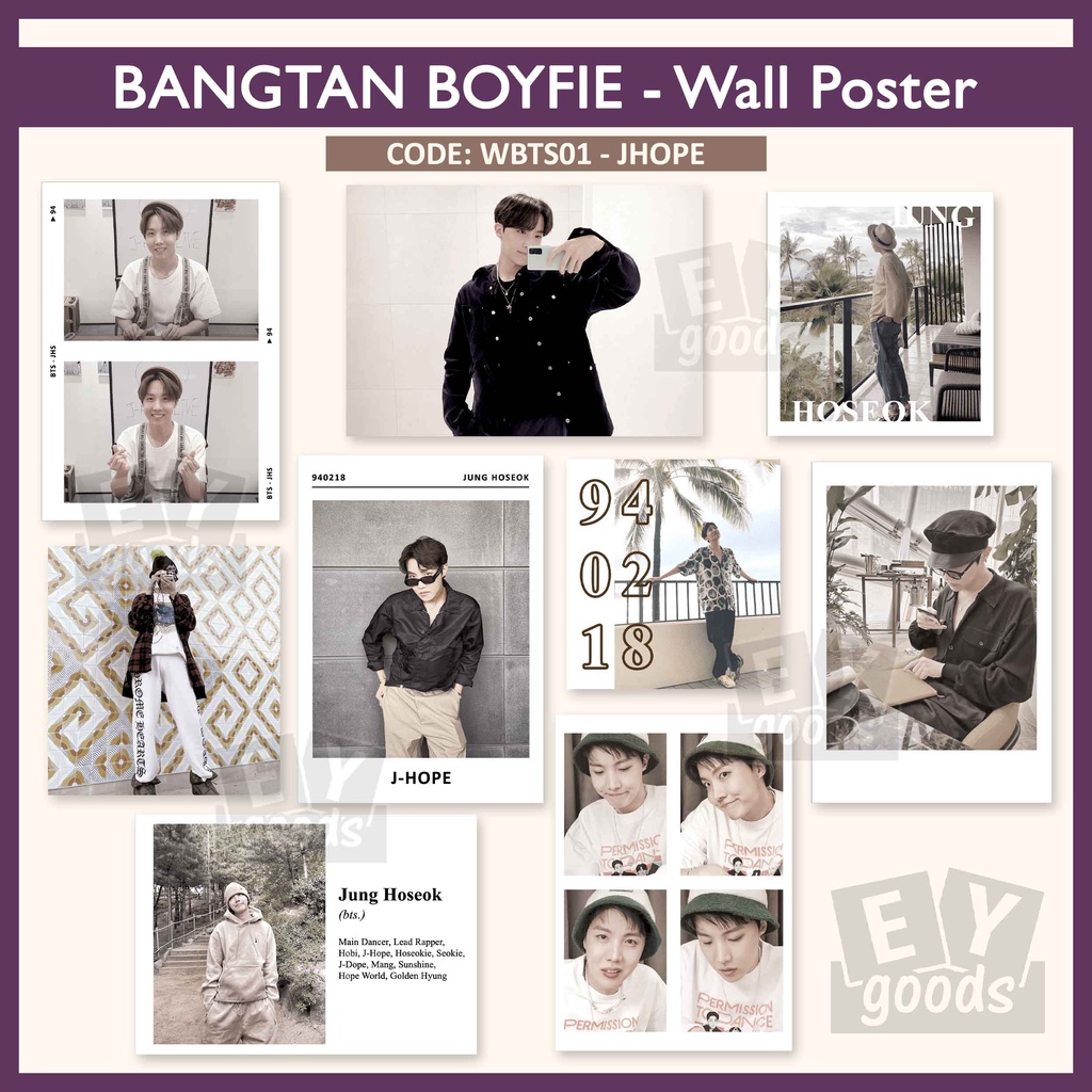 Wall Decor BTS Bangtan Boys BOYFIE Boyfriend Material walldecor Art print postcard poster card dinding kpop jimin jungkook taehyung v suga jin jhope namjoon photocard wall poster deco sticker stiker aesthetic merchandise polaroid mood board hiasan kamar