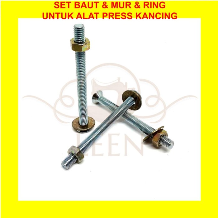 Set Baut &amp; Mur &amp; Ring untuk Alat Press Kancing Bungkus LEEN