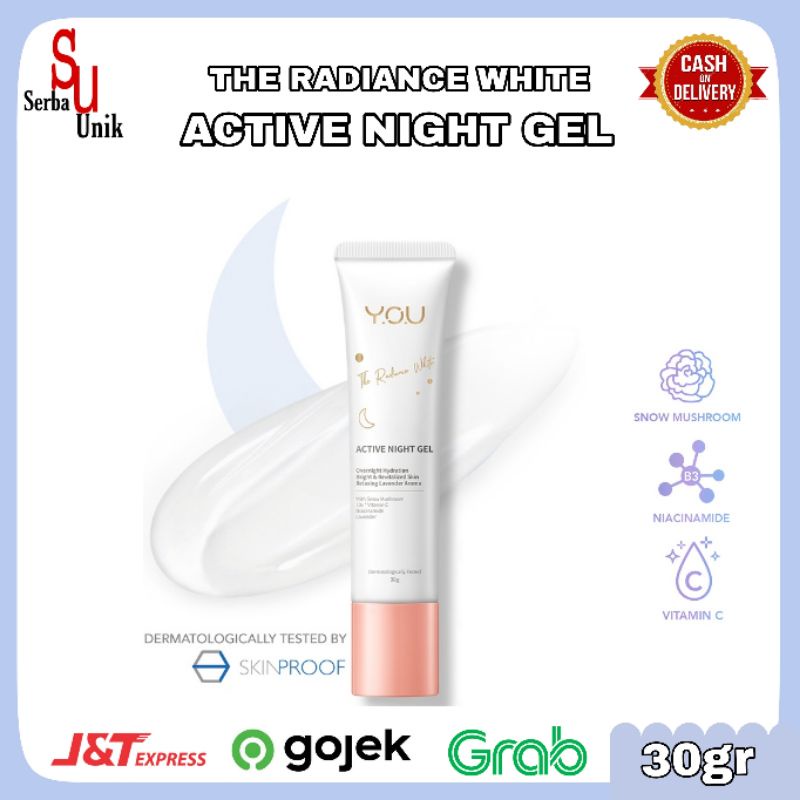 You The Radiance White Active Night Gel 30g | Pelembab Wajah