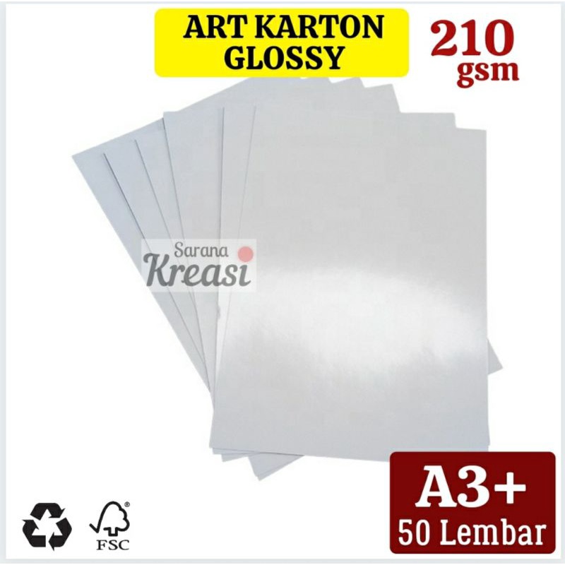 

ART KARTON 210GSM A3+ (50 LEMBAR) Kertas Glossy Art Carton Paper