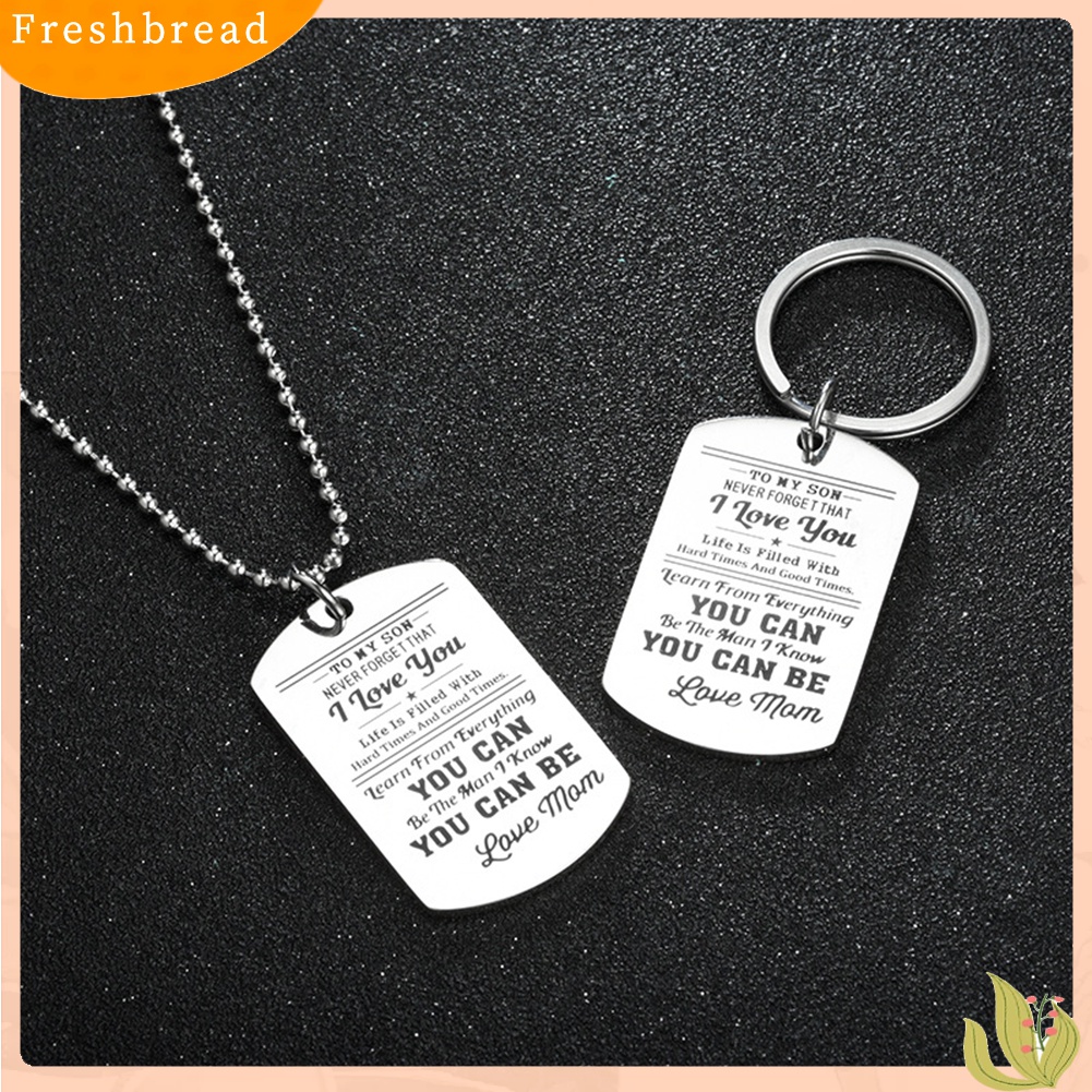 Terlaris Fashion Men Dog Tag Caving Letters Pendant Chain Necklace Key Ring Jewelry Gift