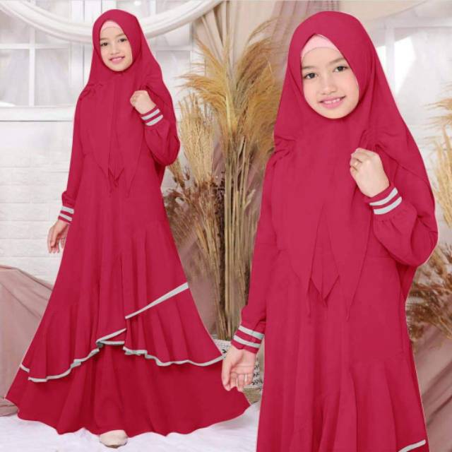 Baju muslim anak perempuan gamis syari Lisa baju anak 5 6 7 8 tahun lis KTF