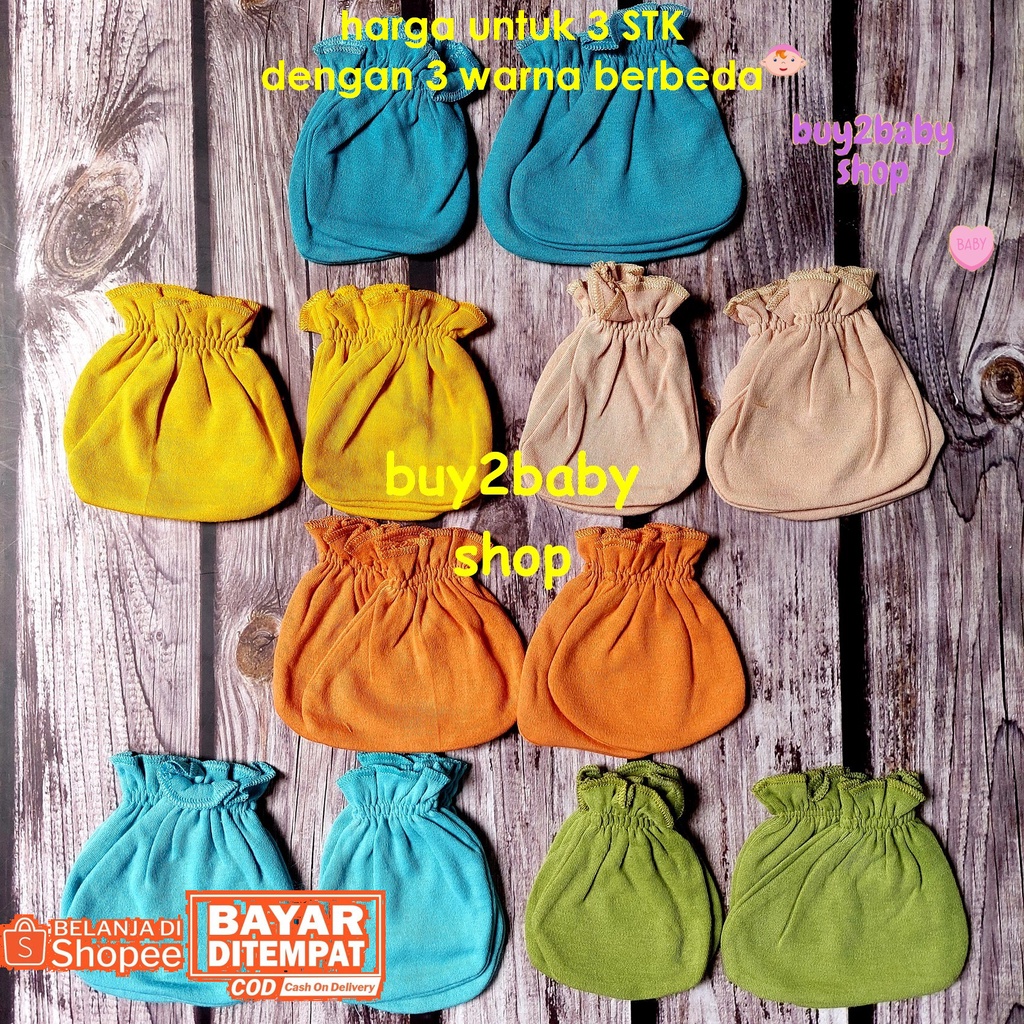 Sarung tangan dan kaki bayi premium color series warna polos 0-3 bulan 3 PCS