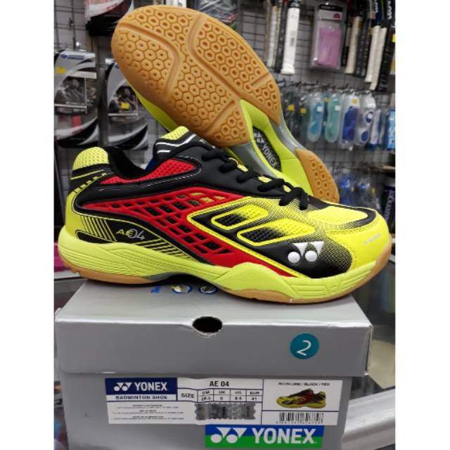 SEPATU BADMINTON YONEX ALL ENGLAND 04 - NEON LIME / BLACK RED  -  ORIGINAL