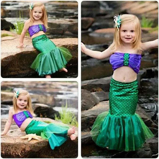 KOSTUM MERMAID ANAK PEREMPUAN PAKAIAN BAJU PANTAI