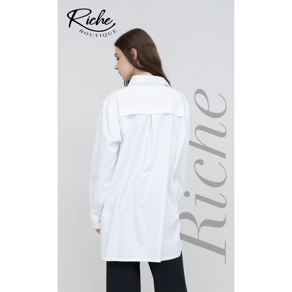 riche- Kemeja putih polos/formal lengan balon oversize murah/atsan wanita /katun nyerap keringat/ original