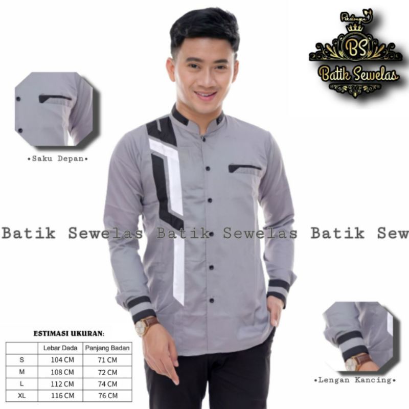 BAJU KOKO TERBARU KOKO MODERN KOKO MOTIF SINERGI KOKO HADROH HILWA-Sinergi Abu