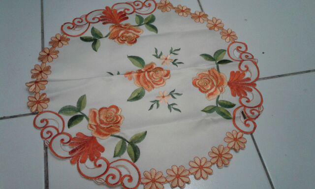 Taplak Meja Bulat Kecil Diameter 40cm Kuning Pink Oranye Lingkaran