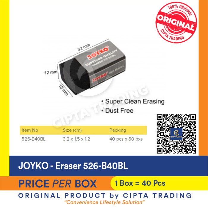 

Hari Ini Eraser / Penghapus - Joyko - 526-B40Bl (40 Pieces Black) Terlaris