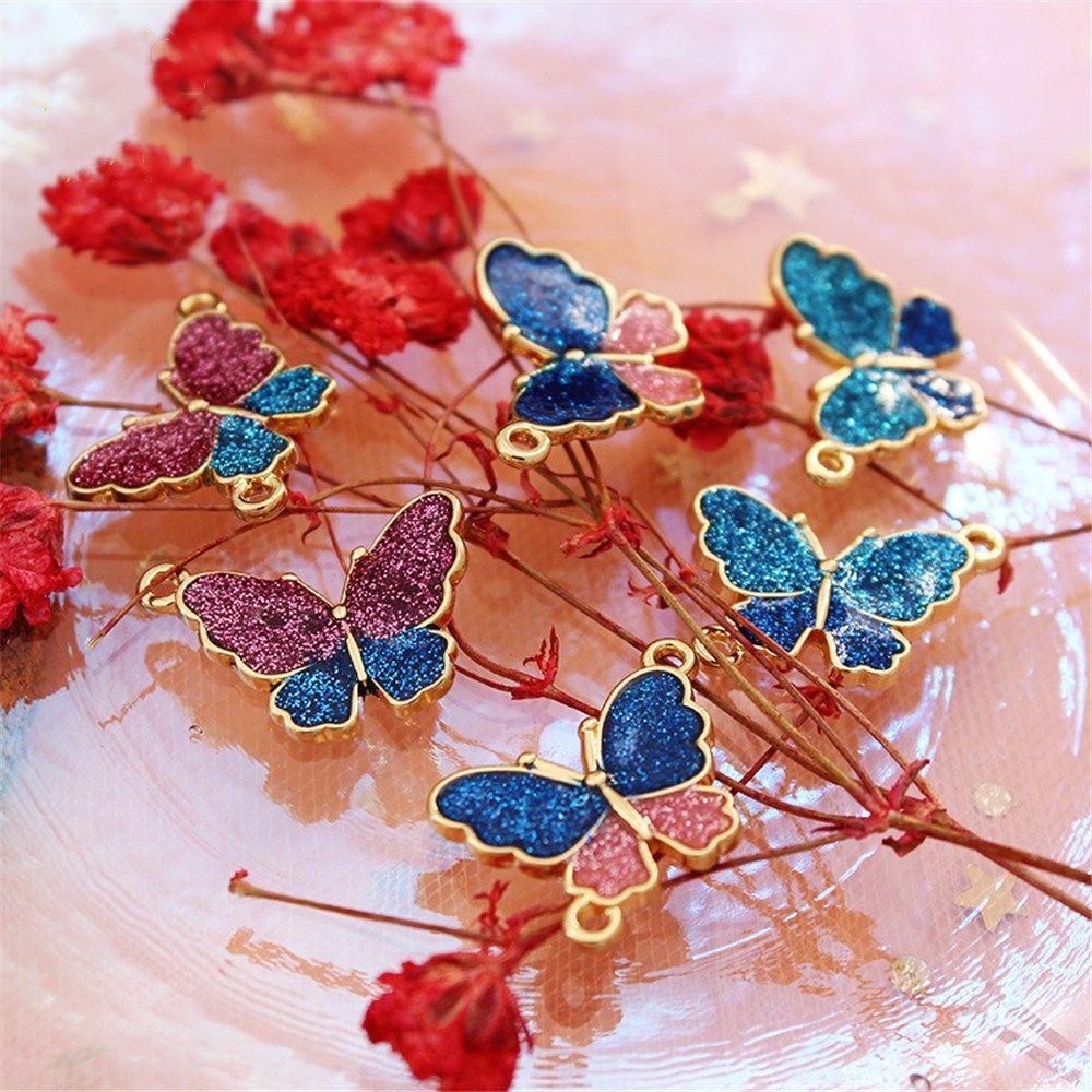 Nanas 10 Pcs Butterfly Shaped Charms Handmade Aksesoris Kalung Temuan Perhiasan Jewelry Making