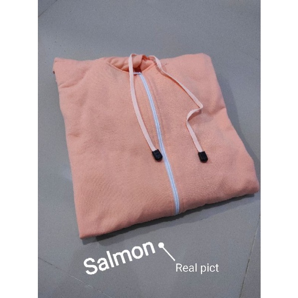 JAKET HOODIE POLOS ZIPPER SWEATER POLOS JACKET POLOS JAKET POLOS M L XL XXL PRIA WANITA JHONS12-SALMON ZIPPER