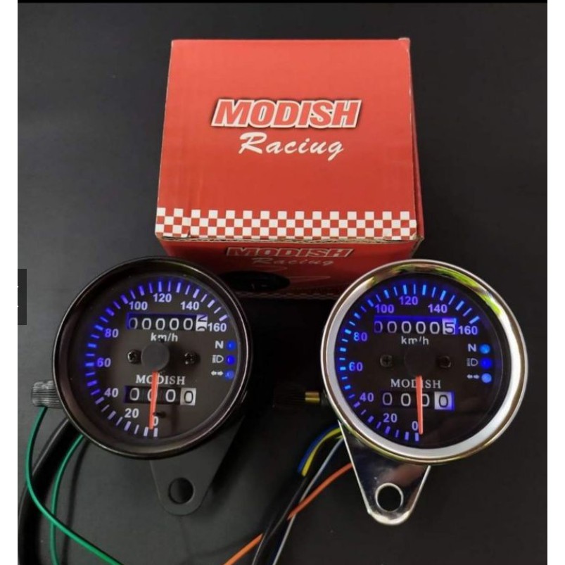 Speedometer bulat kilometer LED plus indikator sein motor universal