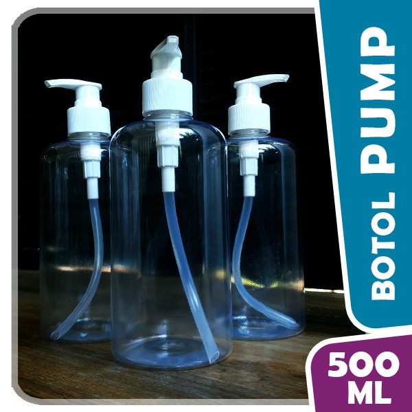 BOTOL PUMP 500ml / Pump Bening - Botol Pet Memanjang / Tinggi