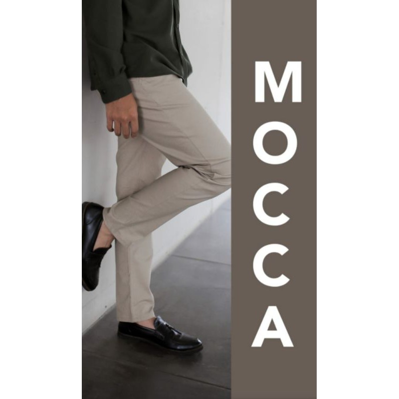 Terlaris Celana Chino Big Size slimfit pria cream black mocca grey aksen selvedge celana kerja murah