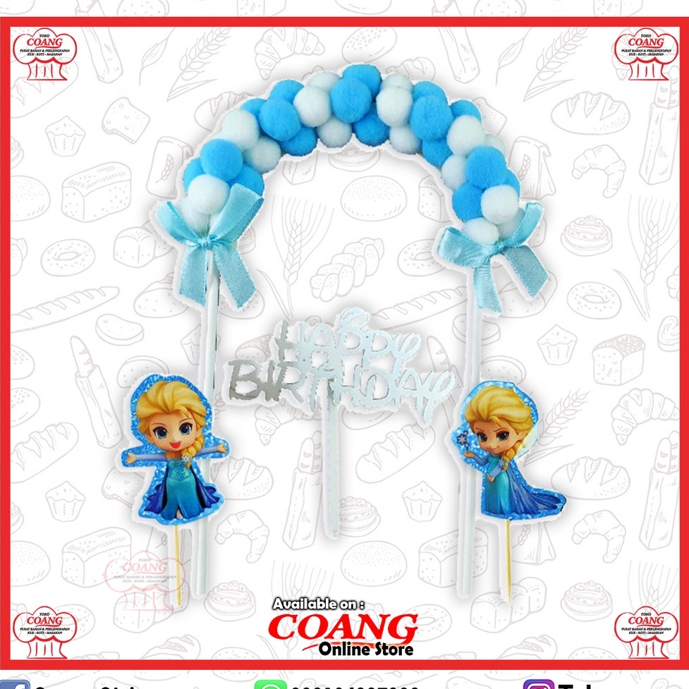 TOPPER POM POM KARAKTER LOL & FROZEN - HIASAN KUE ULTAH