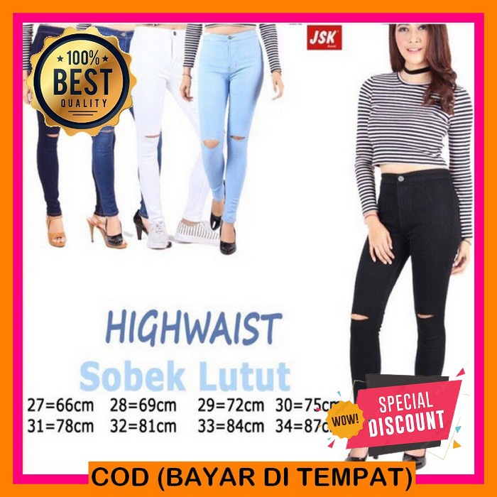 Celana Kulot Jeans Wanita Sobek Highwaist Loose Repped Panjang Hi AN384 Luckshop88 Hw Ripped Jeans