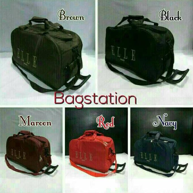 Terlaris# Tas Travel Bag Troli Troly Elle Non Ori Tas Cabin Tas Pakaian Tas Baju - Hitam