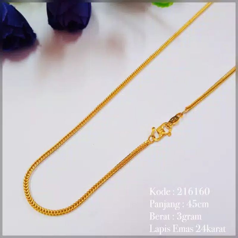 Kalung Rantai Belut Emas Perhiasan Lapis Emas Lucky Fashion Jewelry panjang 45cm