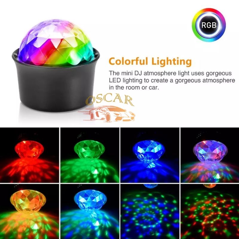 Lampu Disko RGB Sensor Musik Colok USB Disco Car Light Lampu Tumblr Mini Aesthetic Lampu Kabin Mobil