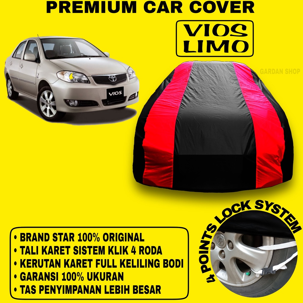 Body Cover VIOS LIMO Sarung Strip MERAH Penutup Pelindung Bodi Mobil Vios Limo PREMIUM Cover