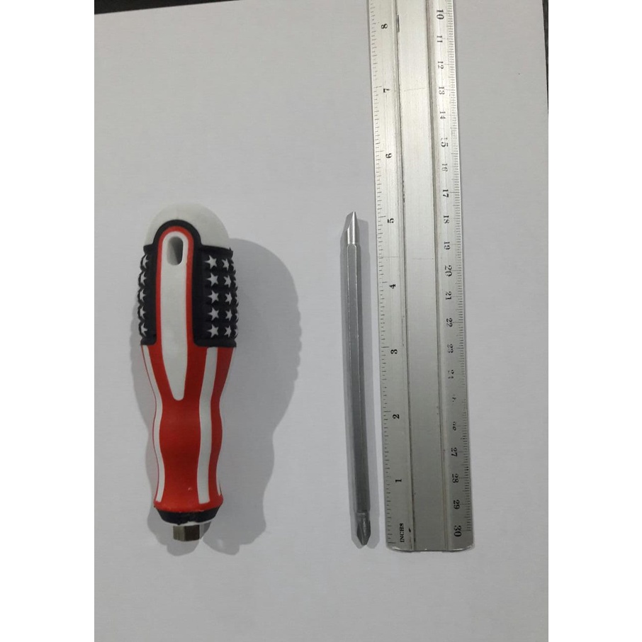 OBENG BOLAK BALIK GAGANG KARET AMERIKA 2IN1 8 INCH 2 WAY SCREWDRIVER PLUS MINUS