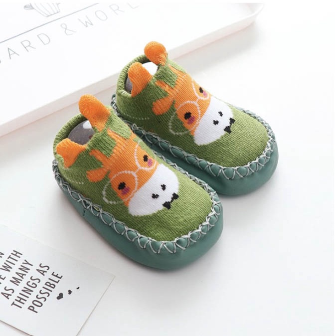 Sepatu prewalker anak bayi kaos kaki lantai dengan antislip moccasins