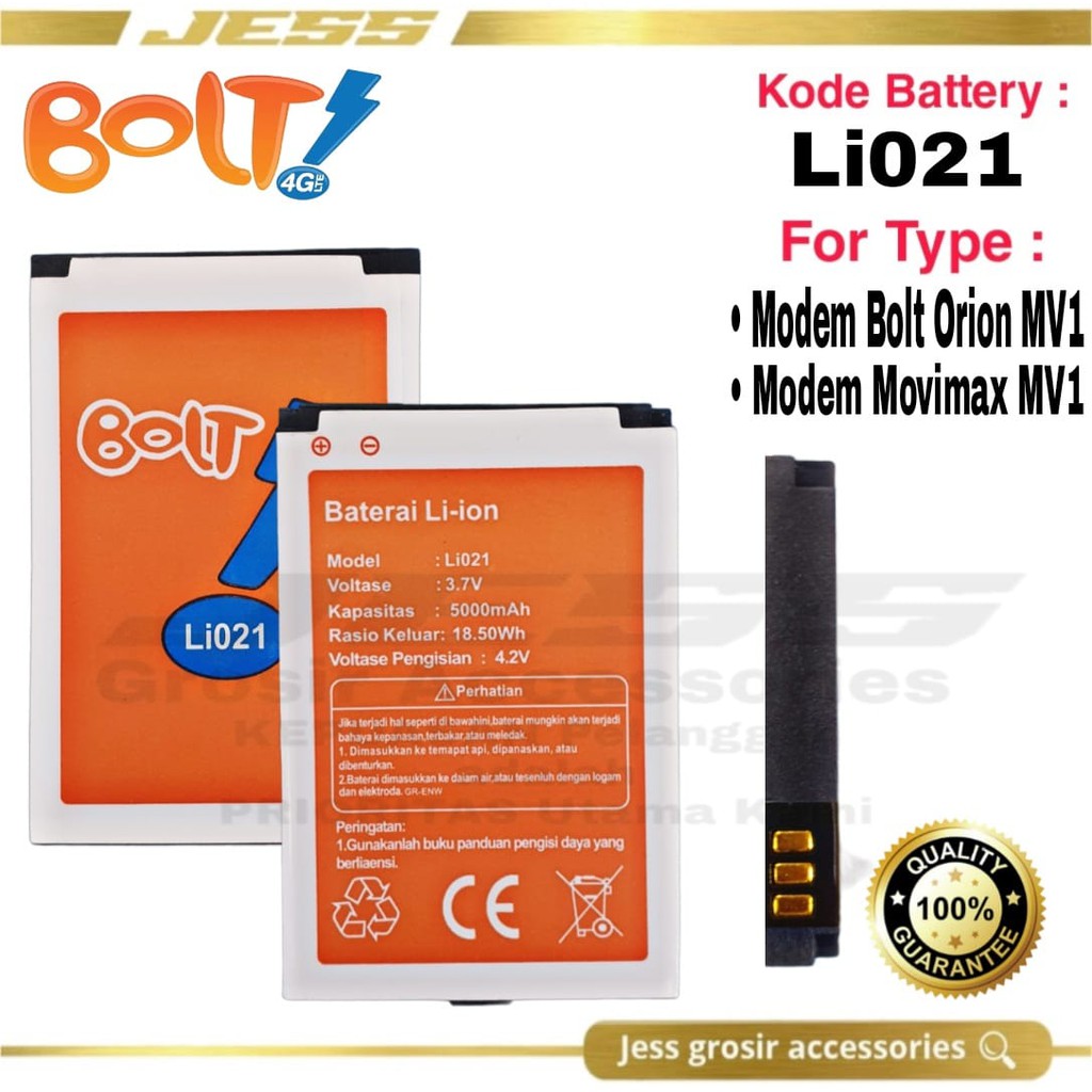 Baterai Battery Batre Original Modem Mifi Bolt Bold Wifi Orion Movimax Mv1 Li021 LIO21