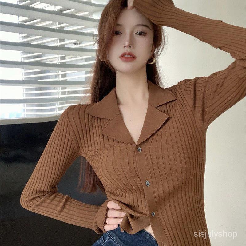 #Sisjuly# Pakaian Rajut Wanita Pakaian Luar Baru Wanita Sweater Bottoming Lengan Panjang Atasan Tipi