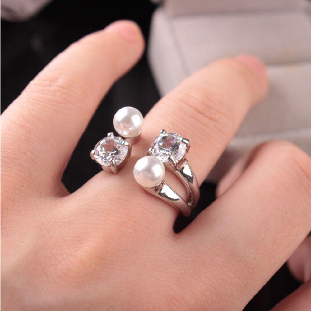 Nickolas1 Cincin Perhiasan Lady Fashion Kristal Terbuka Dapat Disesuaikan