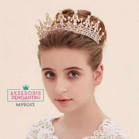 [SIAP KIRIM] AKSESORIS WANITA MAHKOTA WEDDING TIARA HEADPIECE EMAS MPE013