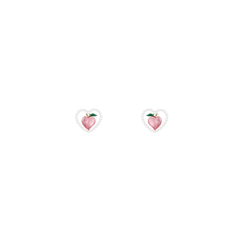 Anting Desain Hati Warna Pink peach Untuk Wanita