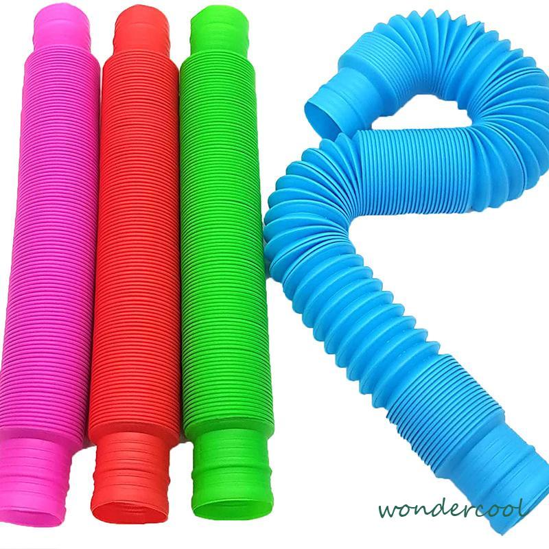 Mainan Fidget Tabung Pop it Teleskopik Bahan Plastik Corrugated Warna-Warni Untuk Anak Tabung Mainan Pendidikan-Won