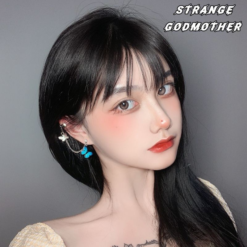 Butterfly Set Anting Tusuk / Jepit / Klip / Jepit Desain Kupu-Kupu + Rantai Rumbai Gaya Korea Untuk Wanita