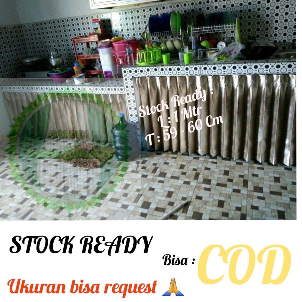 Gorden Kolong Dapur / Tirai kolong dapur minimalis modern model rempel dan smockring