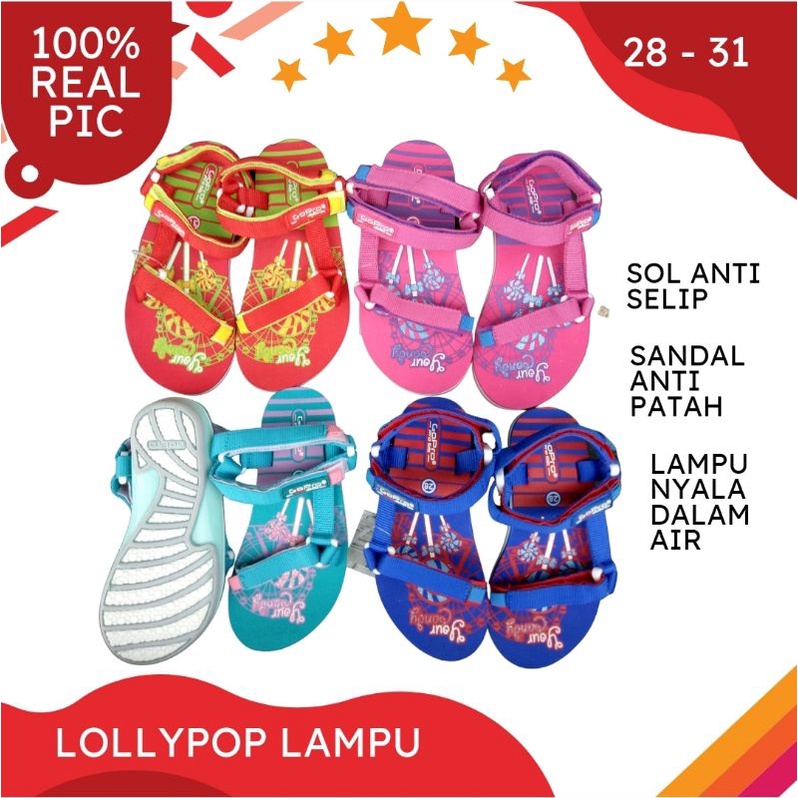 Sandal Gunung Lampu Anak Perempuan Cewe GoPro Lollypop