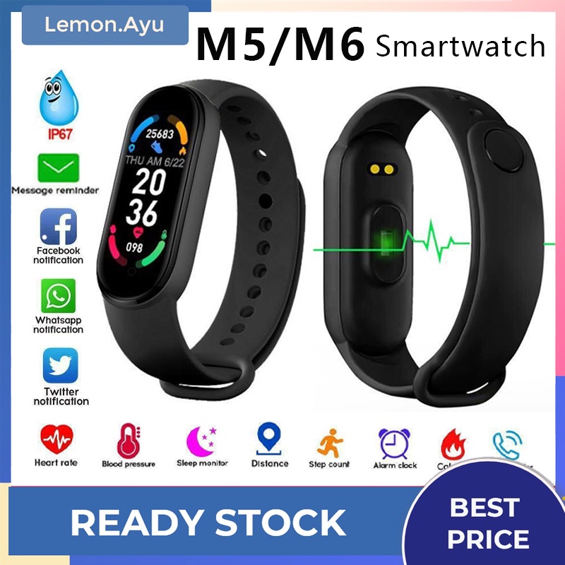 Jam Tangan Pintar Smartwatch M6 Olahraga Gelang Pintar Pelacak Detak Jantung Pedometer Monitor Tekanan Darah