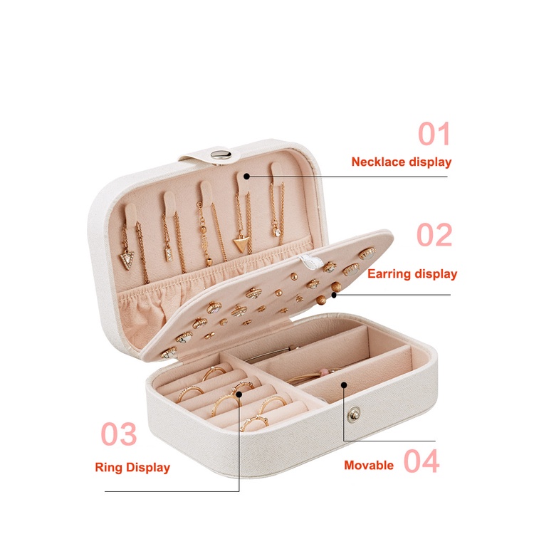 Kotak Tempat Kotak Perhiasan Mini Kotak Perhiasan Travel Jewelry Box Penyimpanan Anting Kalung Gelang Cincin Emas Portable  jewelry box