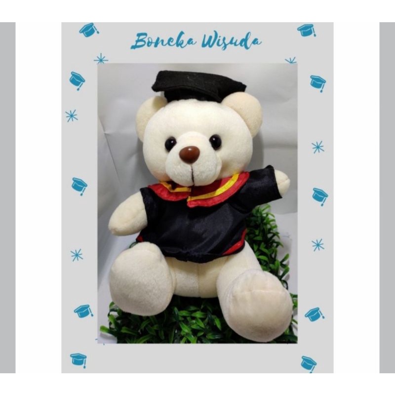 boneka wisuda putih sedang