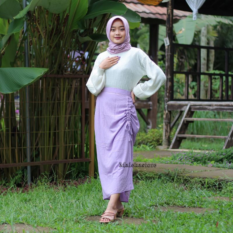 Rok Serut Terbaru Malehastore rok crinkle bawahan wanita rok serut crinkle kekinian model modis-LILAC